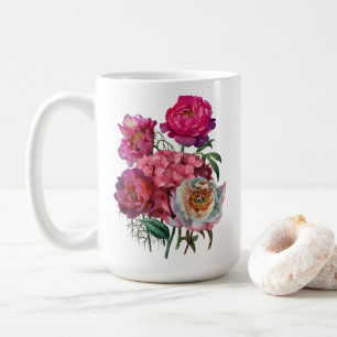Caneca De Café Buquê de Peonias e Hydrangeas