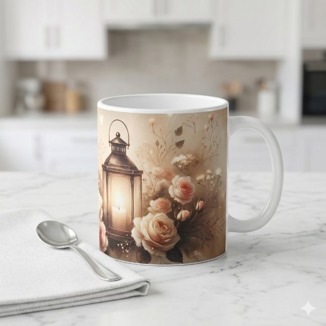 Caneca De Café Buquê de Rosas Lanterna Brilhante (Rose Lantern Glow Bouquet Coffee Mug)