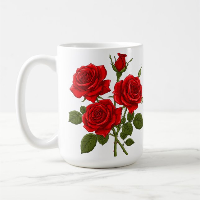 Caneca De Café Buquê de Rosas Vermelhas (Esquerda)