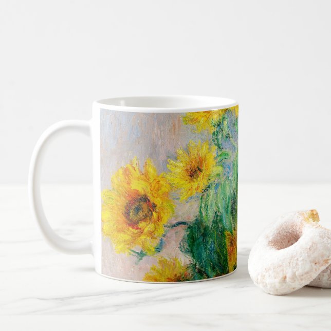 Caneca De Café Buquê de Sunflower Claude Monet (Com Donut)