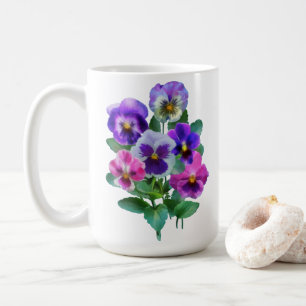 Caneca De Café Buquê de Violetas Pansy Flower