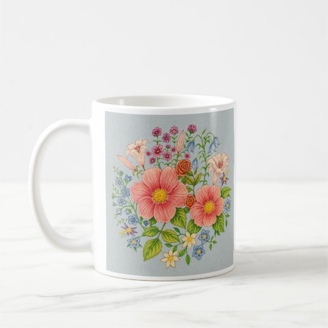 Caneca De Café Buquê Floral (Esquerda)