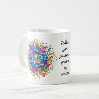 Caneca De Café Buquê Floral Azul Vibrante em Aquarela