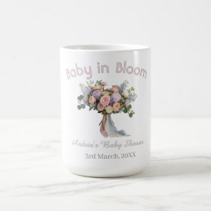 Caneca De Café buquê floral baby in bloom baby shower retro rosa