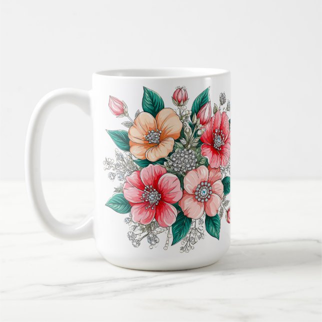 Caneca De Café Buquê Floral Colorido (Esquerda)