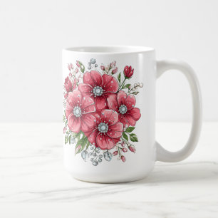 Caneca De Café Buquê Floral Colorido