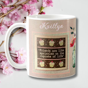 Caneca De Café Buquê Floral de Mensagem Personalizada Amigo Espec
