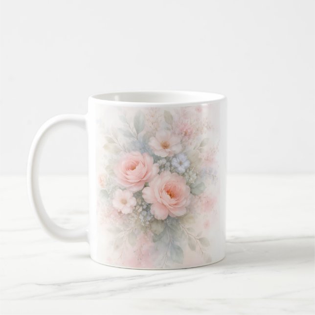 Caneca De Café Buquê Floral de Pastéis Suaves (Esquerda)
