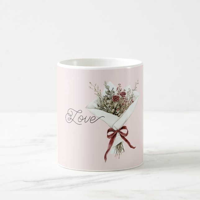 Caneca De Café Buquê Floral de Rosas Vermelhas Coradas (Centro)