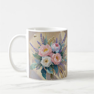 Caneca De Café Buquê Floral lavanda