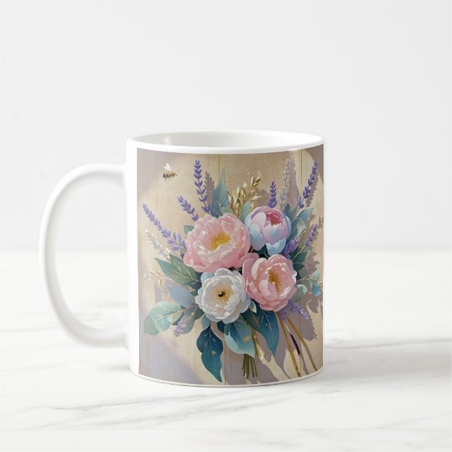 Caneca De Café Buquê Floral lavanda (Esquerda)