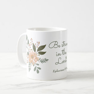 Caneca De Café Buquê Floral, seja forte no verso da Bíblia do Sen