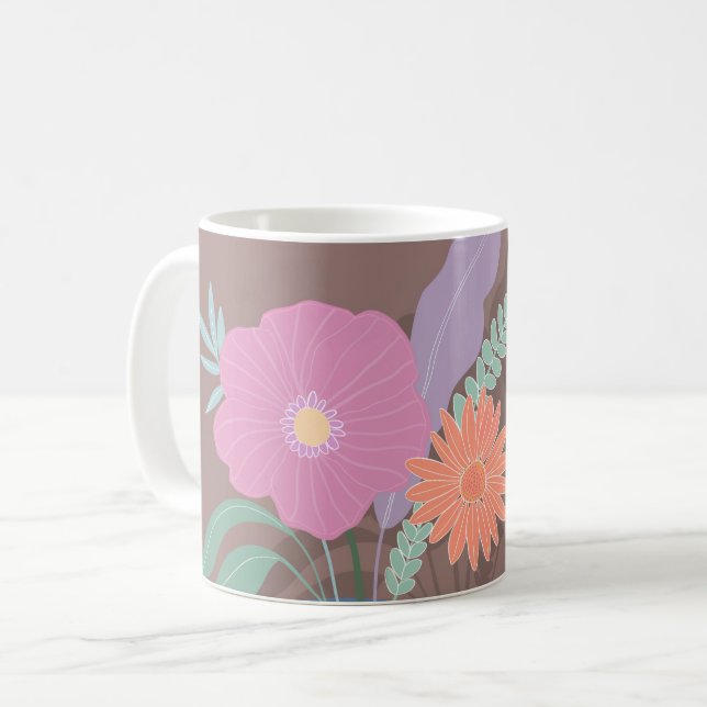 Caneca De Café Buquê Primavera bonito de Florais Modernos (Frente Esquerda)