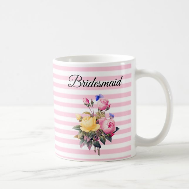 Caneca De Café Buquê Rosa Rosa Rosa Rosa Rosa, Bridesmaid - Canec (Direita)