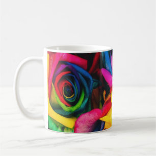 Caneca De Café Buquê Rosas arco-íris