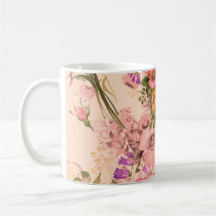 Caneca De Café Buquês de padrões sem costura de rococo. Belo buqu