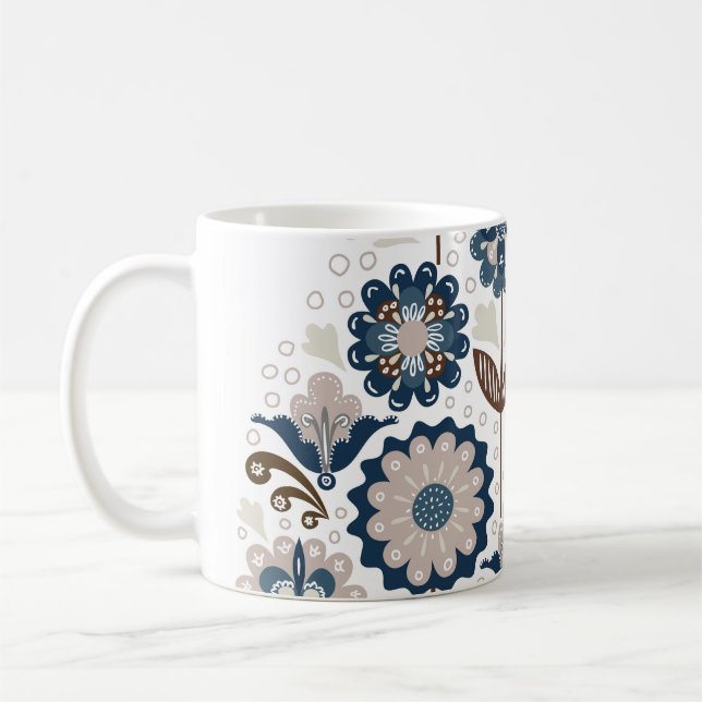 Caneca De Café Buquês multicores: Desenho manual (Esquerda)
