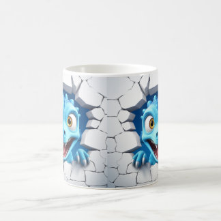 Caneca De Café Buraco de Dinossauro 3D em uma Muralha de Parede: