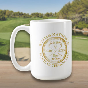 Caneca De Café Buraco de Golfe Personalizado em Um Dourado Cláss