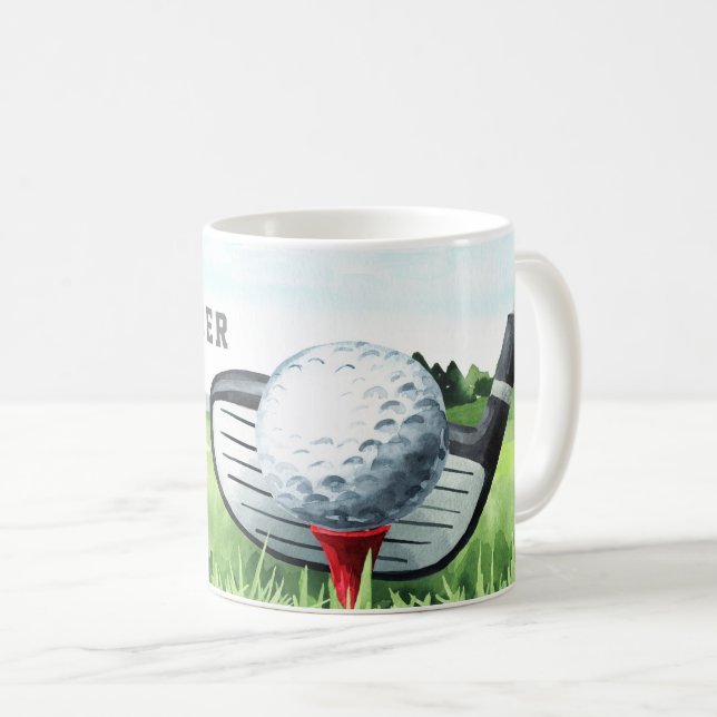 Caneca De Café Buraco em um Golfe Personalizado Clássico (Frente Esquerda)