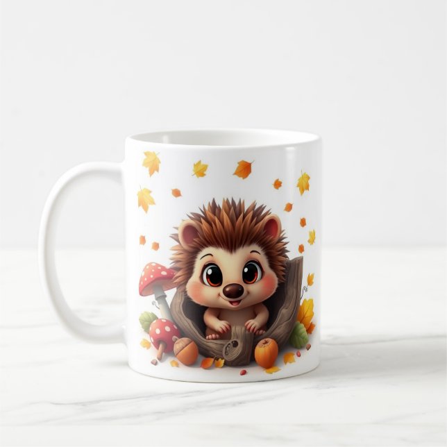 Caneca De Café Buraco Hedgehog 3D Numa Parede (Esquerda)