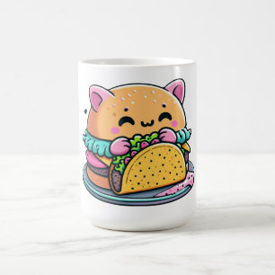 Caneca De Café Burger Cat Taco - Cuta, Whimsical, Engraçado, Comi