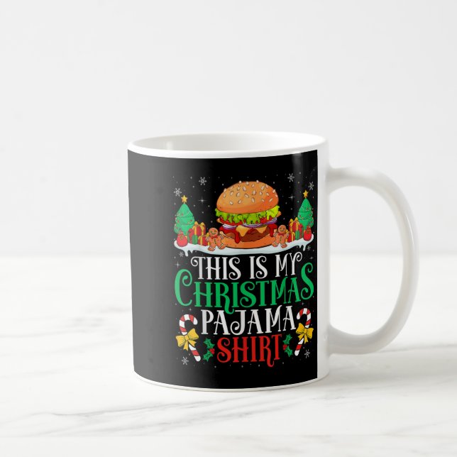 Caneca De Café Burger Christmas Pajama Shirt Burger Lover Xmas Pa (Direita)