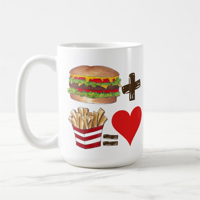 Caneca De Café Burger Clássico de Emparelhamento de Comidas + Fri (Esquerda)