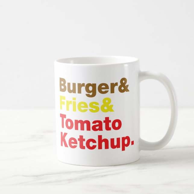 Caneca De Café Burger & Fries & Tomato Ketchup. (Direita)