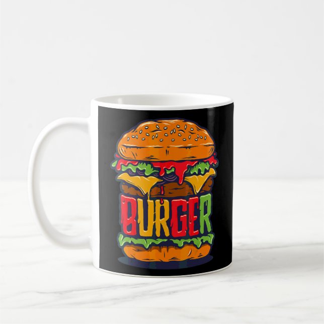 Caneca De Café Burger Restaurante Cheeseburger Huge Hamburger (Esquerda)