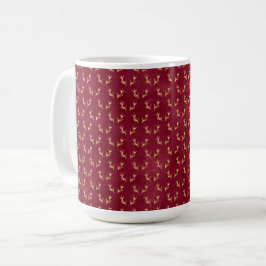 CANECA DE CAFÉ BURGUNDY COM DOURADAS CAVALAS ANTLER