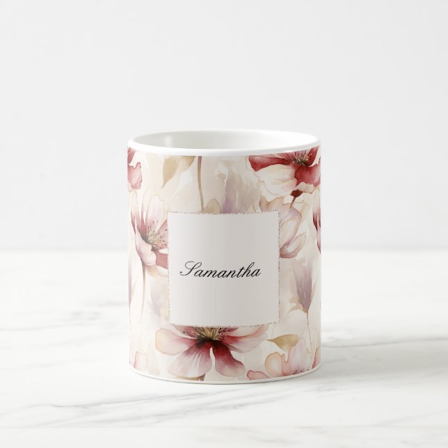 Caneca De Café Burgundy Cream Floral (Centro)