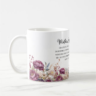 Caneca De Café Burgundy Floral Mãe Da Noiva Mug