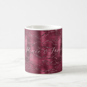 Caneca De Café Burgundy Red Glitzy Glitzy Striters