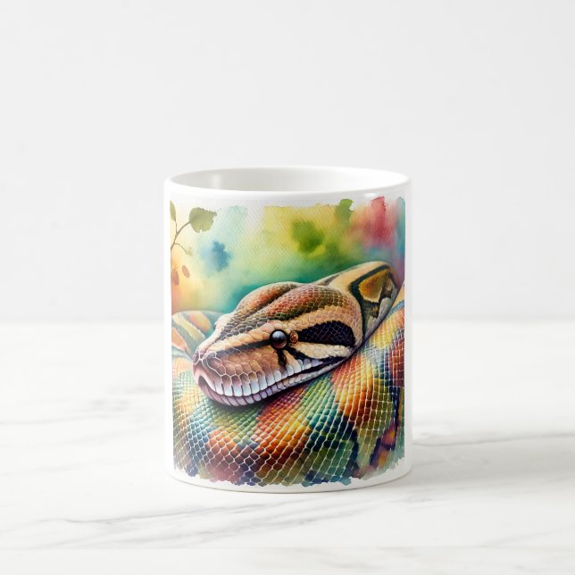 Caneca De Café Burmese Python in Watercolor 140624AREF108 - Water (Centro)