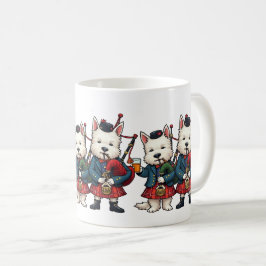 Caneca De Café Burns Night West Highland Terrier Bagpipers