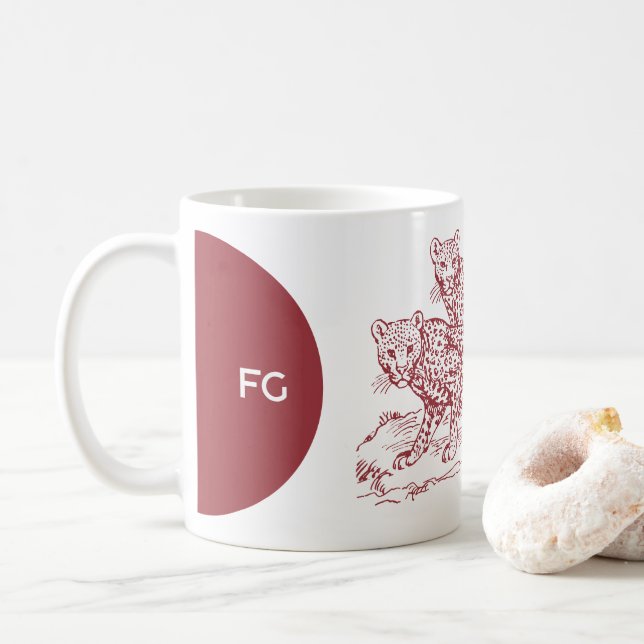 Caneca De Café Burnt Sienna Leopards Ilustração Mug (Com Donut)