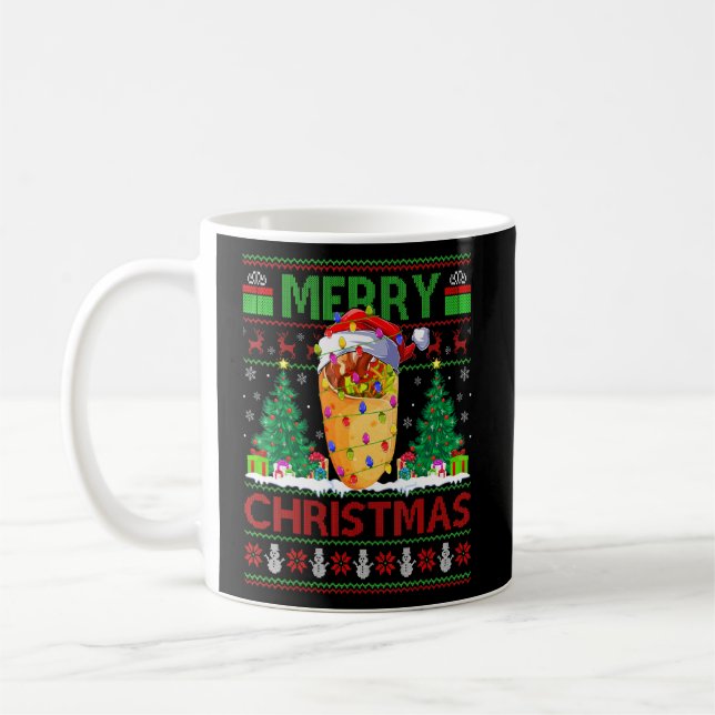 Caneca De Café Burrito Comida Rápida Xmas Iluminação Feia Burrito (Esquerda)