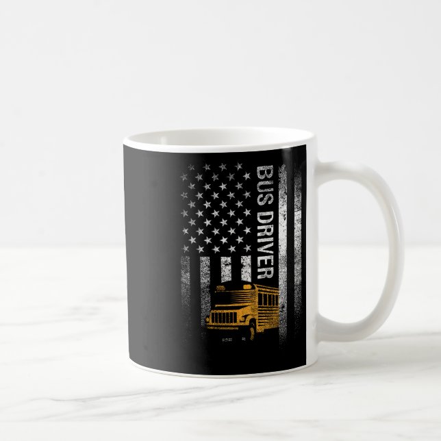 Caneca De Café Bus Driver Usa American Flag Funny Bus Driver Gift (Direita)