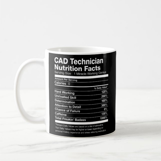 Caneca De Café Bus Mechanical Nutrition Facts List Funny  (Esquerda)