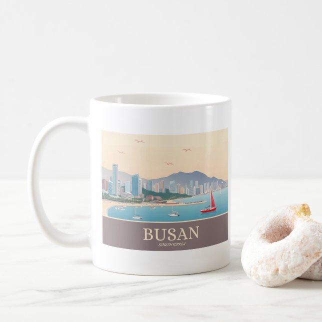 Caneca De Café Busan South Korea Pastel Viagem (Com Donut)