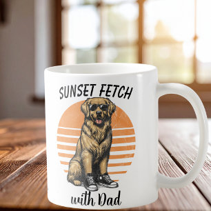 Caneca De Café Busca do Pôr do Sol/ Retriever de Ouro