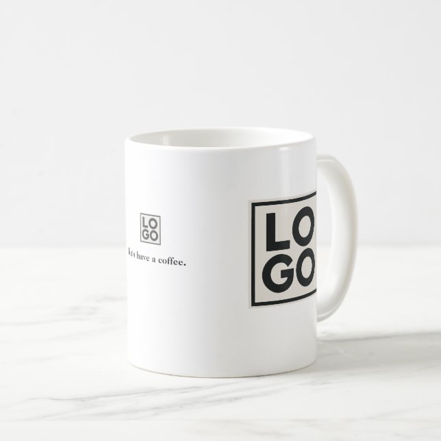 Caneca De Café Business Logo Branding Custom (Frente Esquerda)