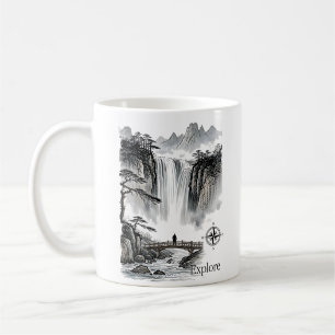 Caneca De Café Bússola de Exploração da Arte em Tinta da Montanha