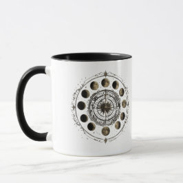Caneca de Café Bússola de Fases da Lua Vintage