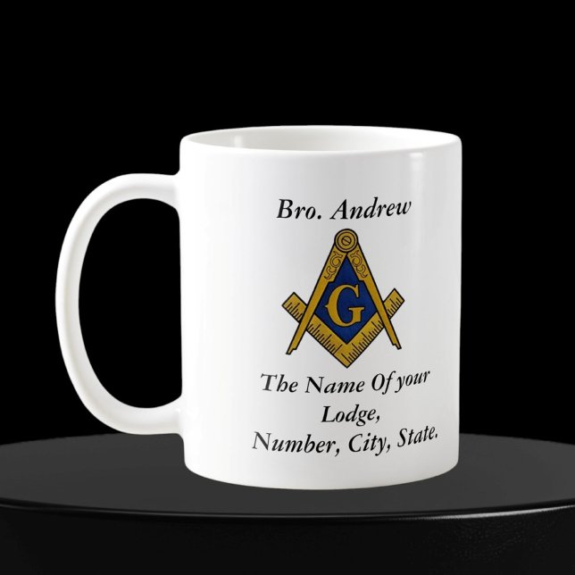 Caneca De Café Bússola Maçônica Preto e Branco Maçom (Criador carregado)