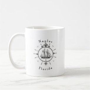 Caneca De Café Bússola Náutica de Vela de Naples Flórida Barco à