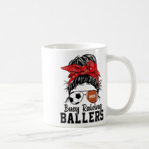 Caneca De Café Busy Raising Llers Messy Bun Sketll Soccer