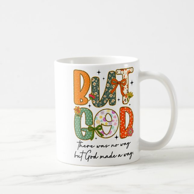 Caneca De Café But God Christian Autumn Thankful Coquette Bow Tha (Direita)