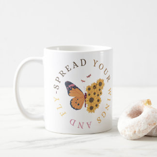 Caneca De Café Butterfly and Sunflower Design